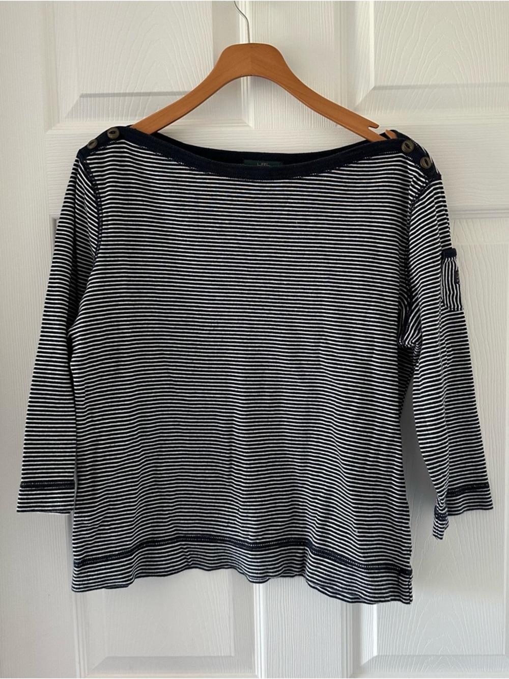 Lauren Jeans Co Ralph Lauren Striped Nautical  boatneck top Size L
